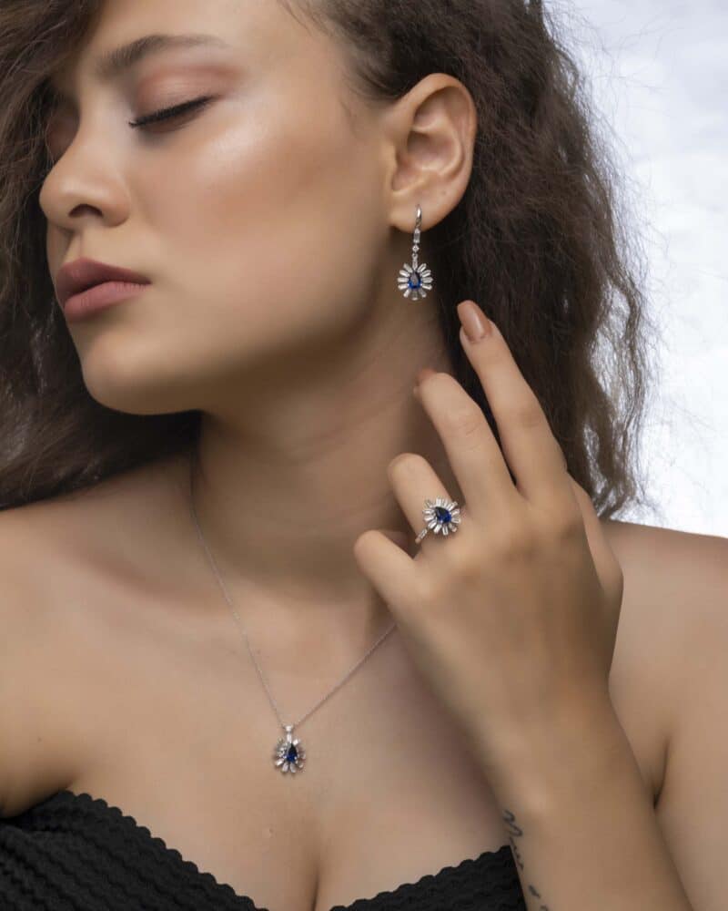 Pırlantalı Safir Küpe 3,49 Karat - Görsel 3