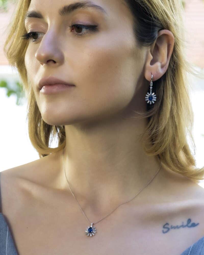 Pırlantalı Safir Küpe 3,49 Karat - Görsel 5